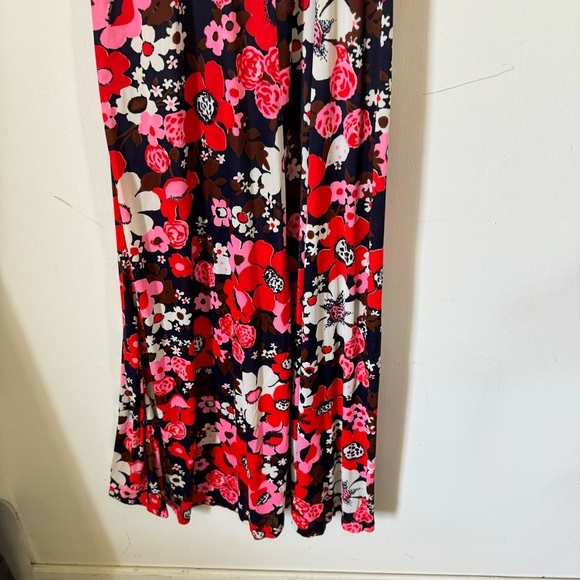 Vintage 60s Maxi Dress Psychedelic Floral Print Hippie Flower Child Gown Small - Picture 5 of 7